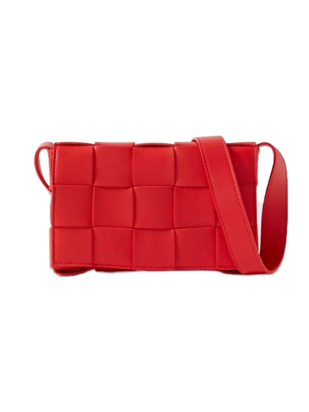 Red Woven Leather Crossbody Bag - Women
